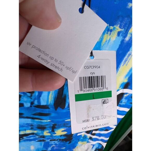 NWT Calvin Klein Partial Zip Printed Rash Guard Women's Large - Picture 5 of 9